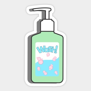 hand sanitizer on green Sticker